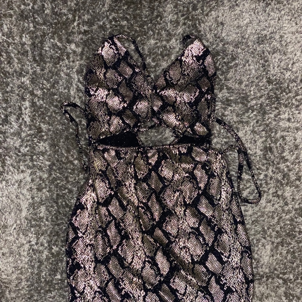 snakeskin mini dress